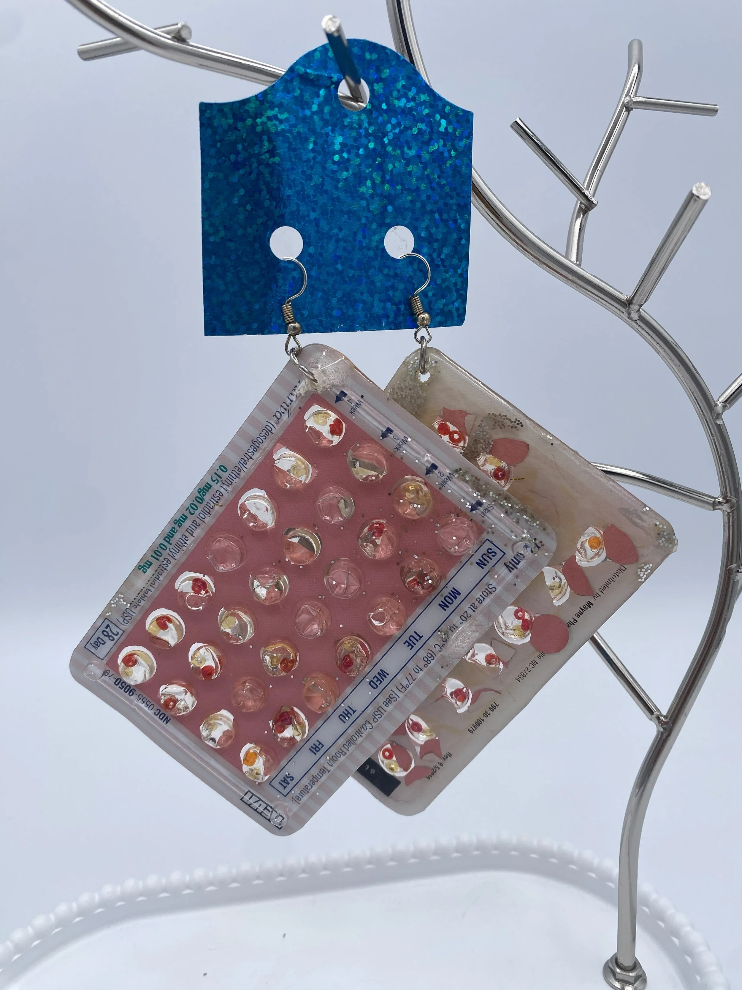 Birth Control Earrings Red