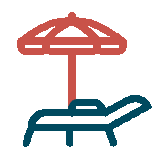 Beach chair and umbrella icon representing in-retirement lifestyle and income planning.