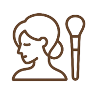 Outline of a woman's face with a ponytail, and a microphone to her right.