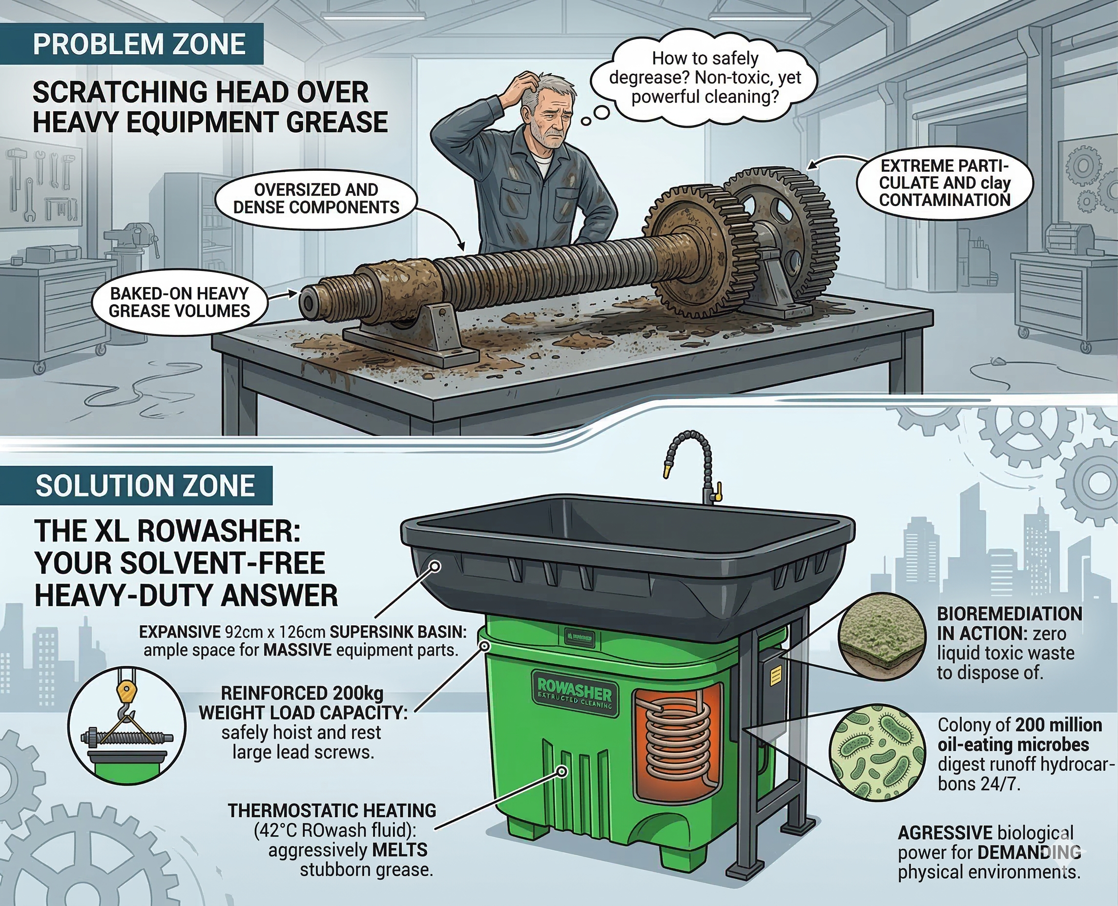 Safely Degreasing Massive Production Equipment with the XL ROwasher