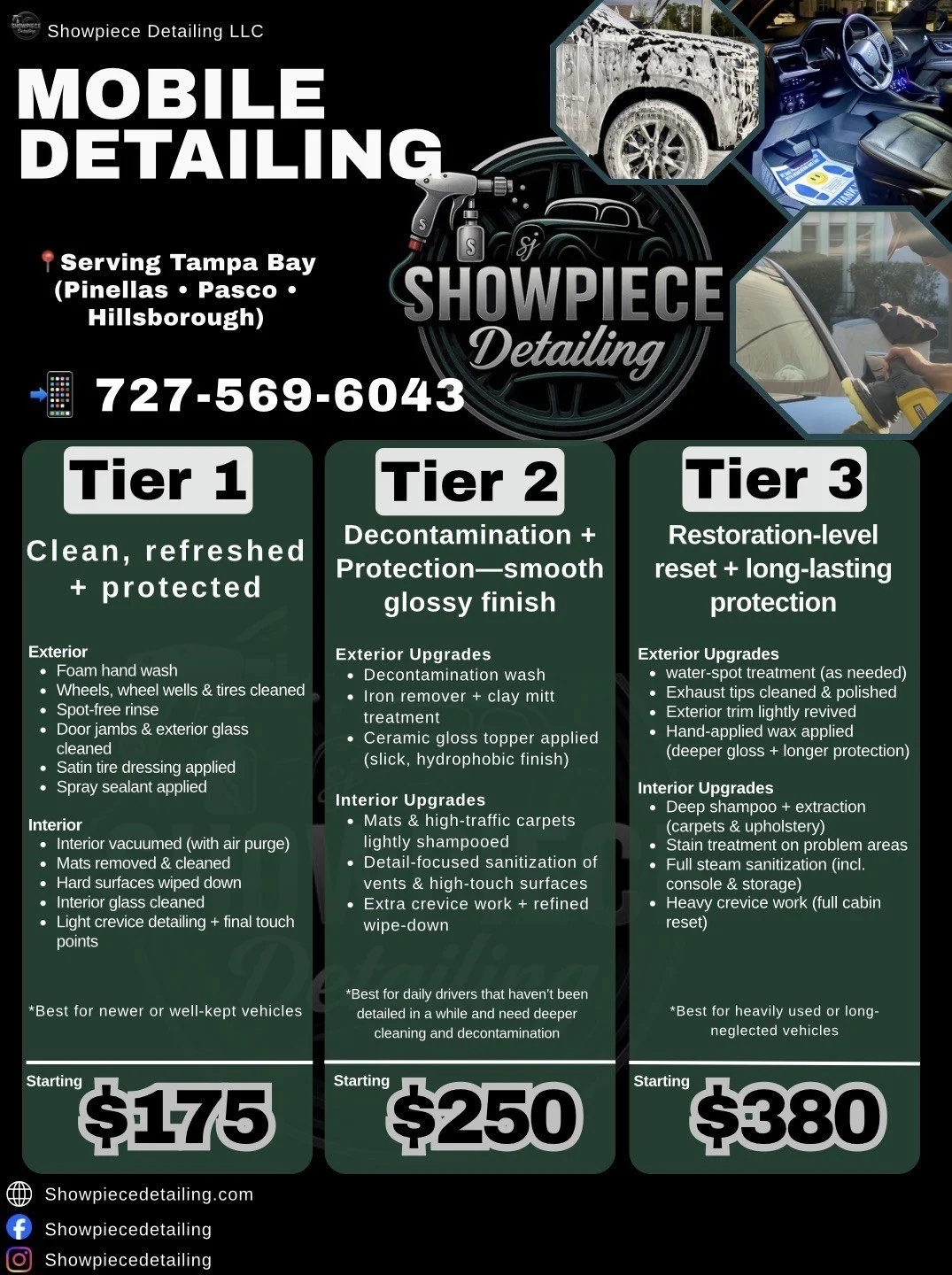 this is my service menu with my 3 tier packages