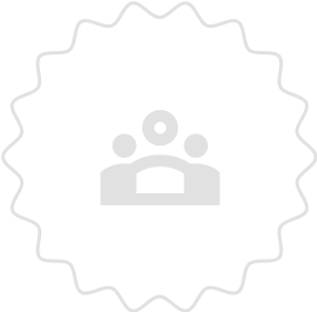 An icon of three people inside a badge or seal.