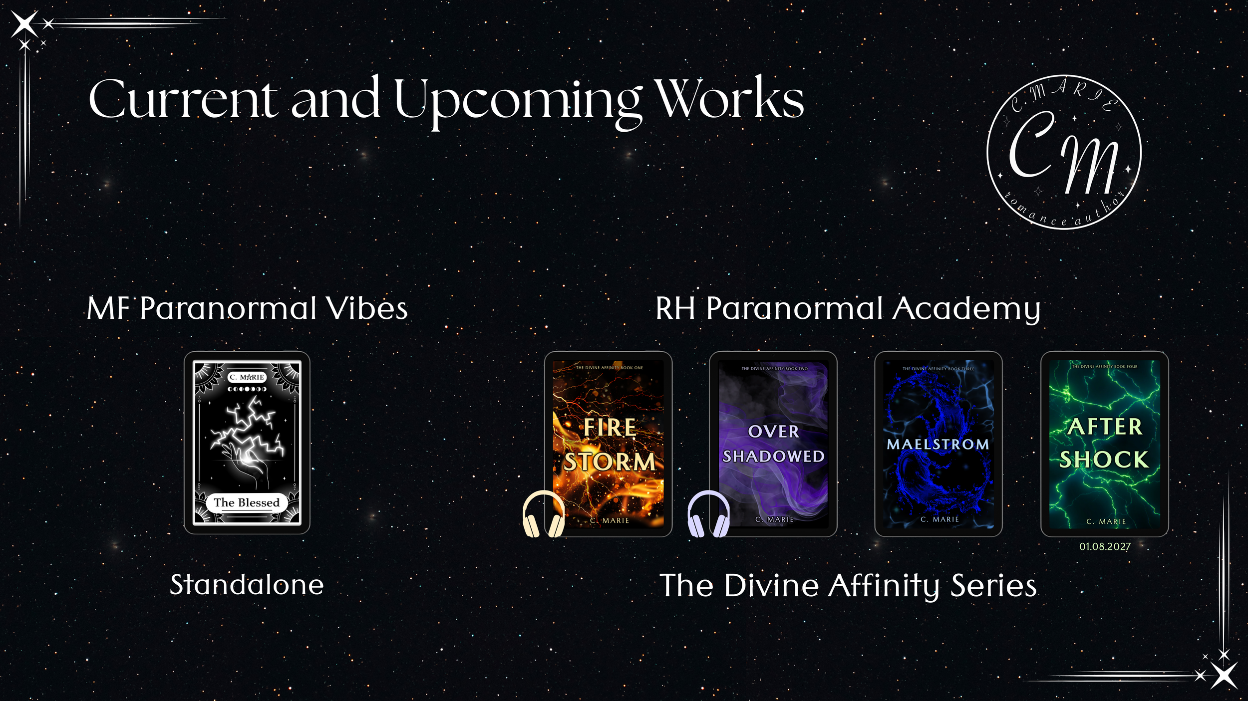 Standlone, the Blessed. RH paranormal academy series, Firestorm, Overshaodwed, Maelstrom, Aftershock