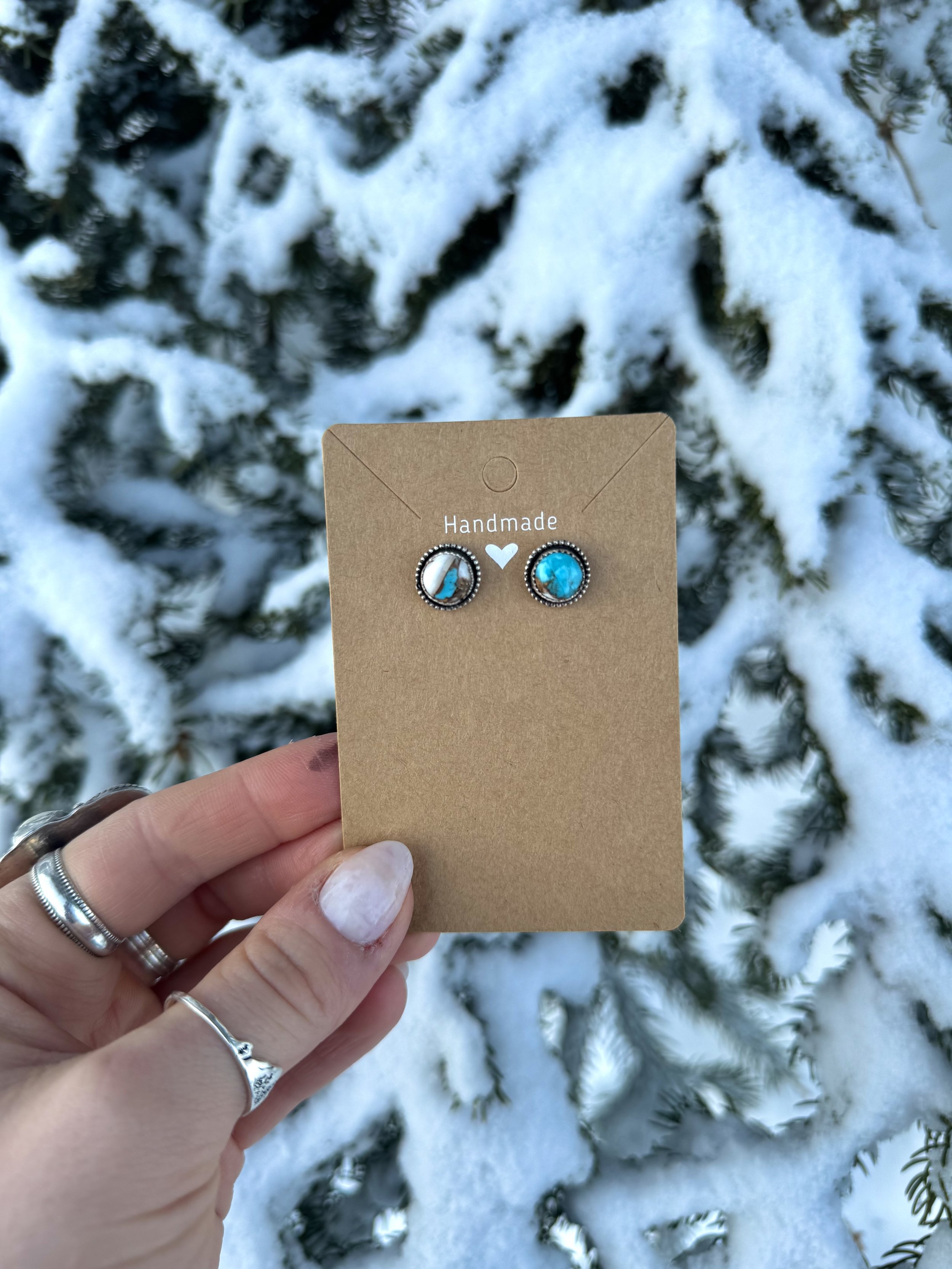 Spiny Oyster and turquoise stud earrings