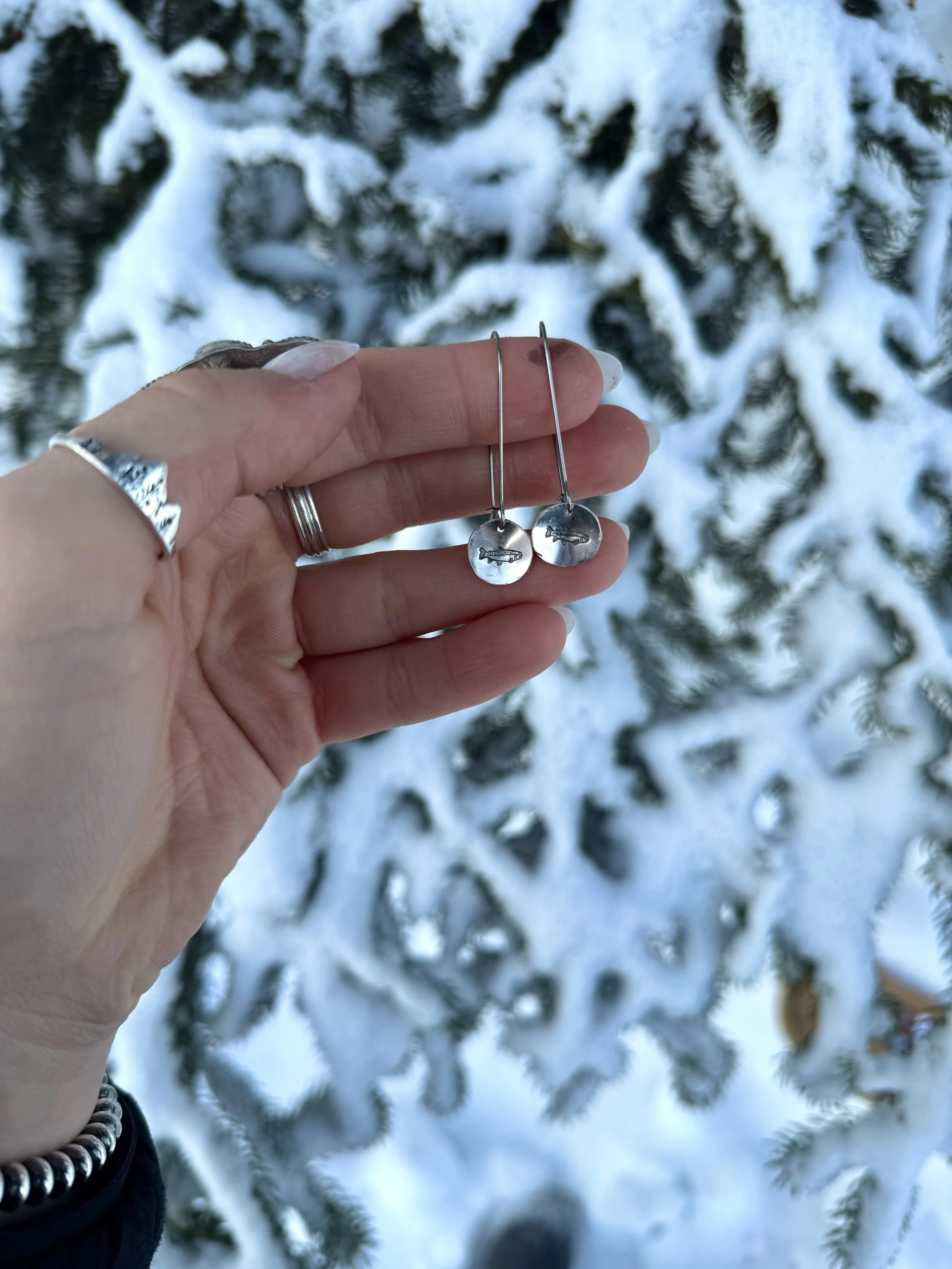 Trout stamped earrings