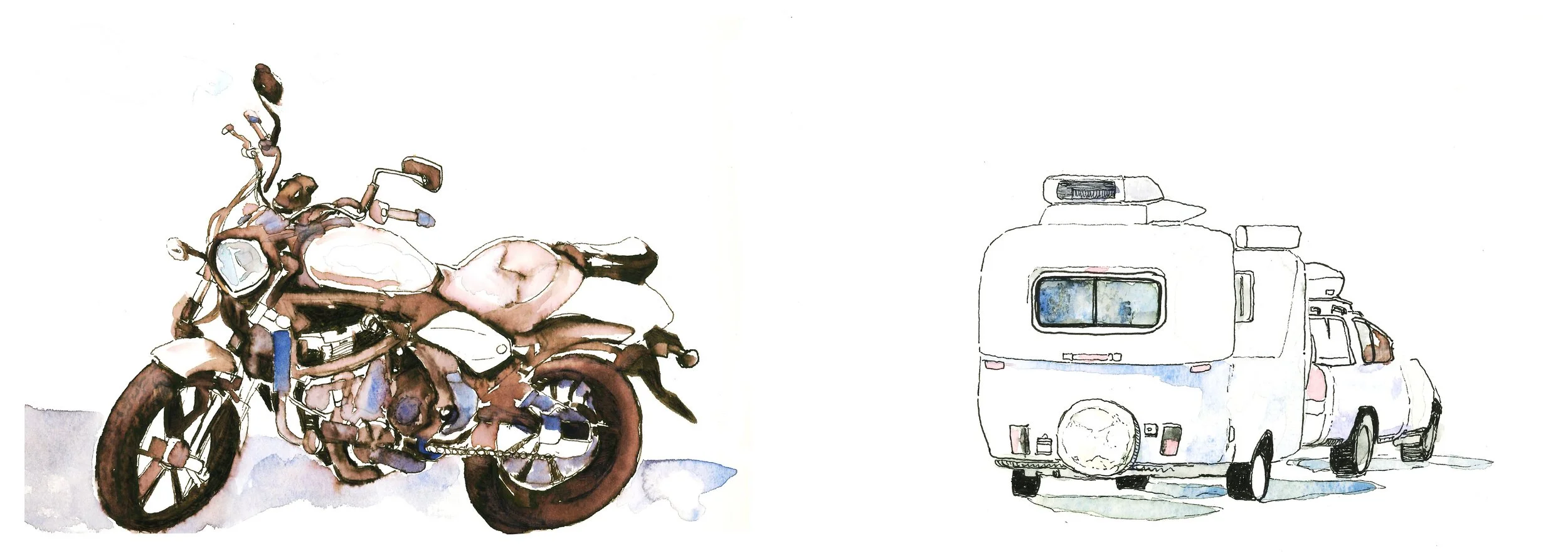 Illustration of family camp trip