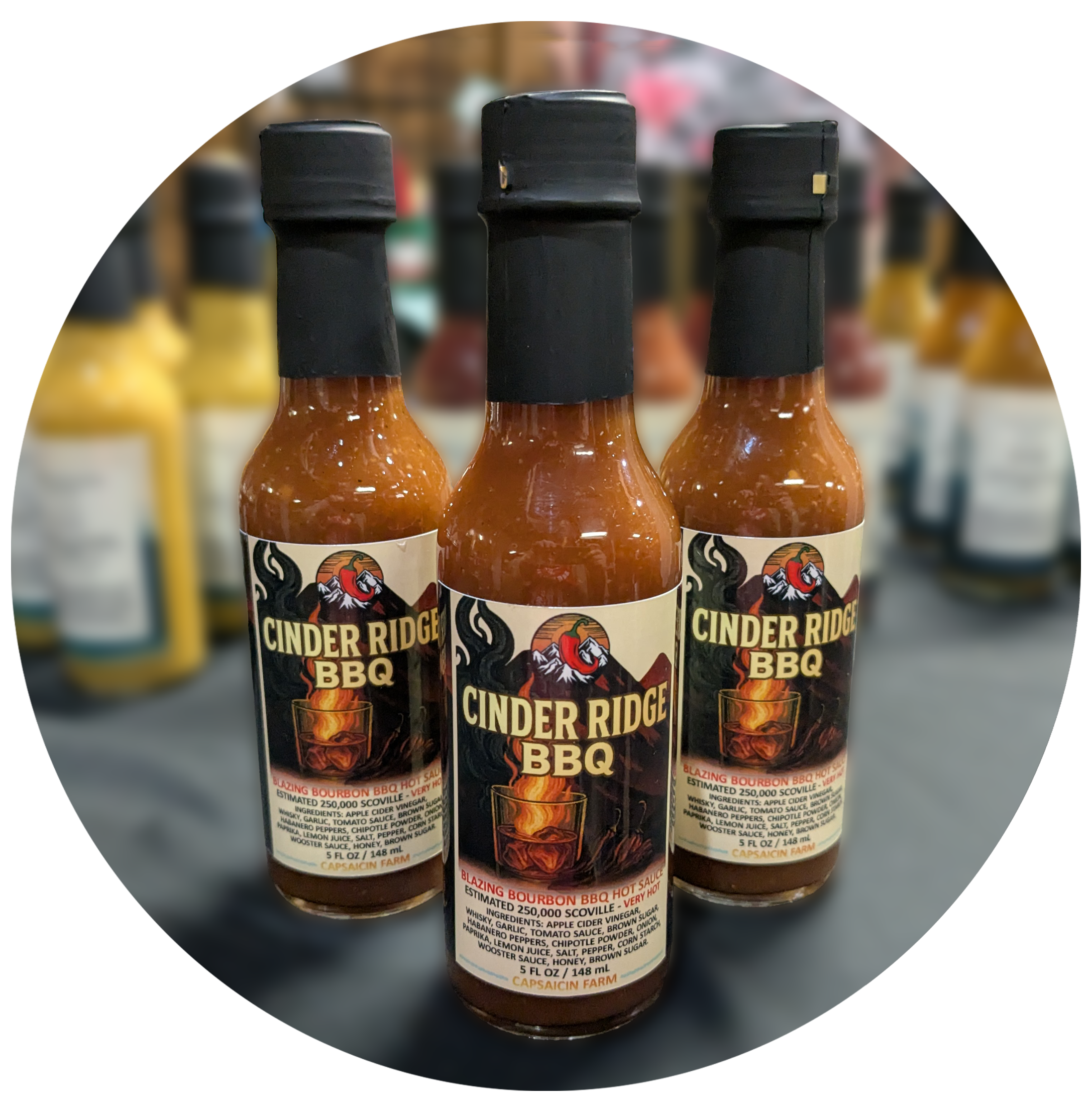 Cinder Ridge Spicy Bourbon BBQ — 5oz Bottle — Capsaicin Farm