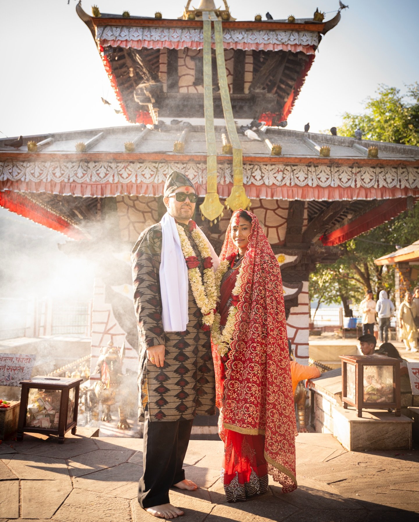 Happy 7th Anniversary to my amazing husband @charles_f_moreland_iii ❤️ Can&rsquo;t believe this year we are celebrating 10 years together. 

I was born and raised in an ancient world, so marrying at Tal Barahi Mandir felt like a true calling. Our Nep