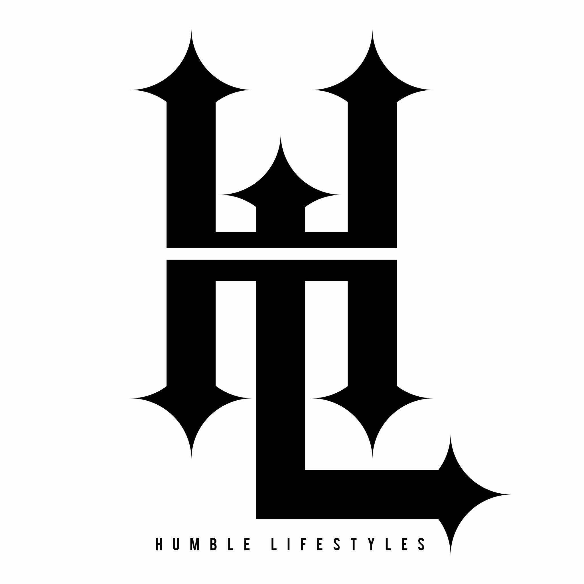 Black stylized logo with four stars and a cross shape, with the words "HUMBLE LIFESTYLES" below.