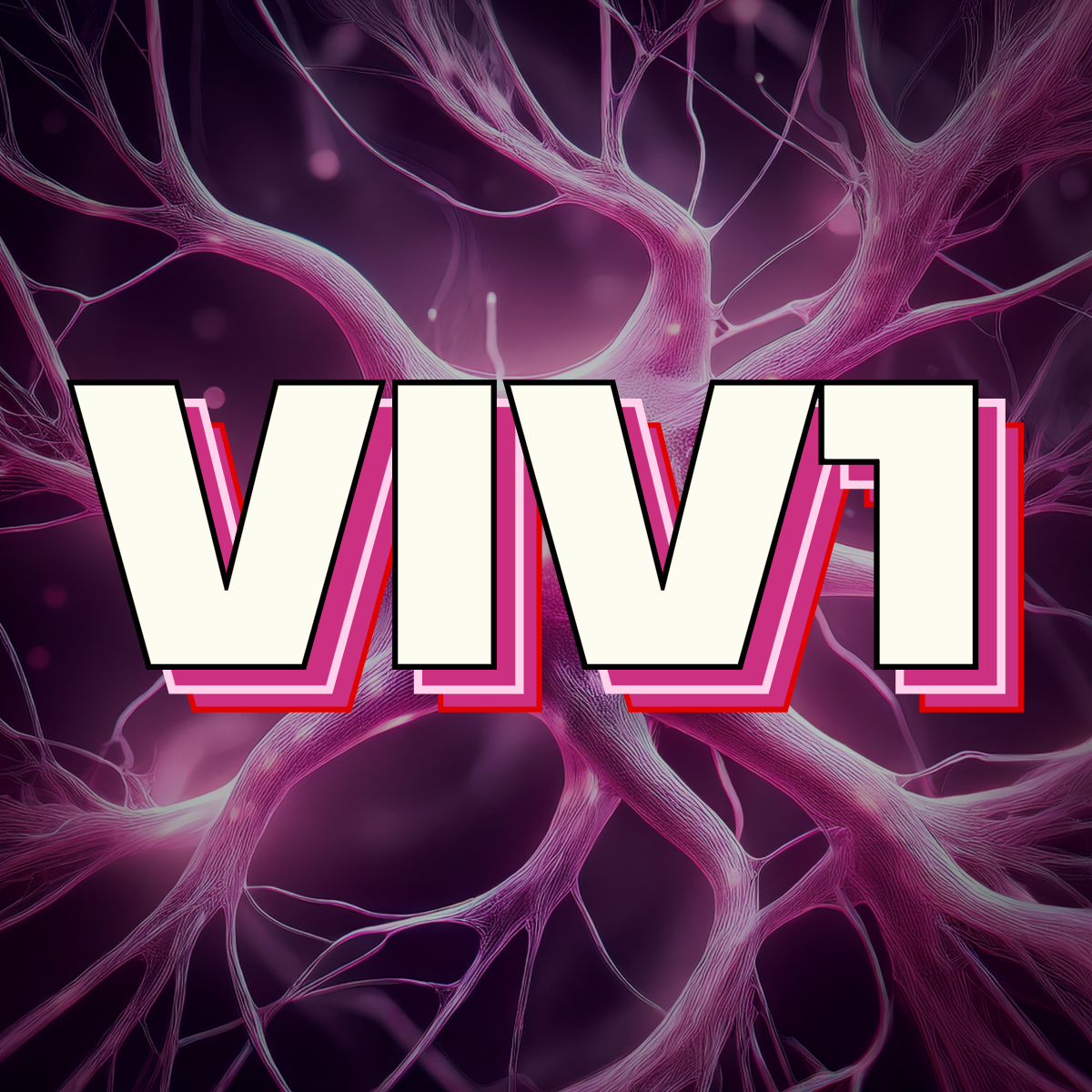 Illustration of a neural network with the word 'VIV' in bold stylized font overlaying the image.