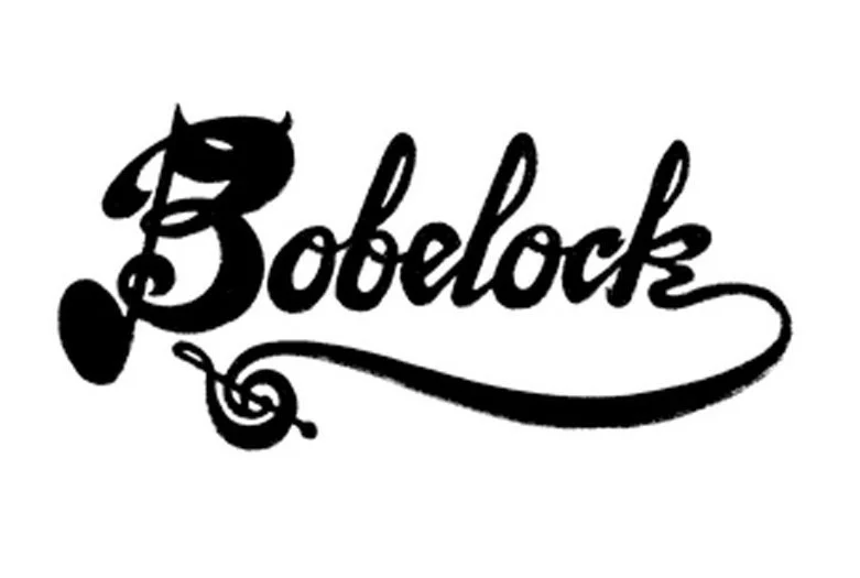 The word 'Bobolock' written in black cursive font with a musical note integrated into the letters.