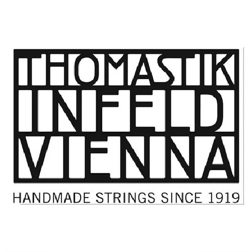 Logo for Thomastik Unfilled Vienna, a company that makes handmade strings since 1919.