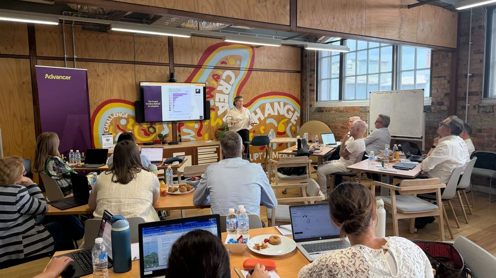 Advancer AI Masterclass — presentation slide