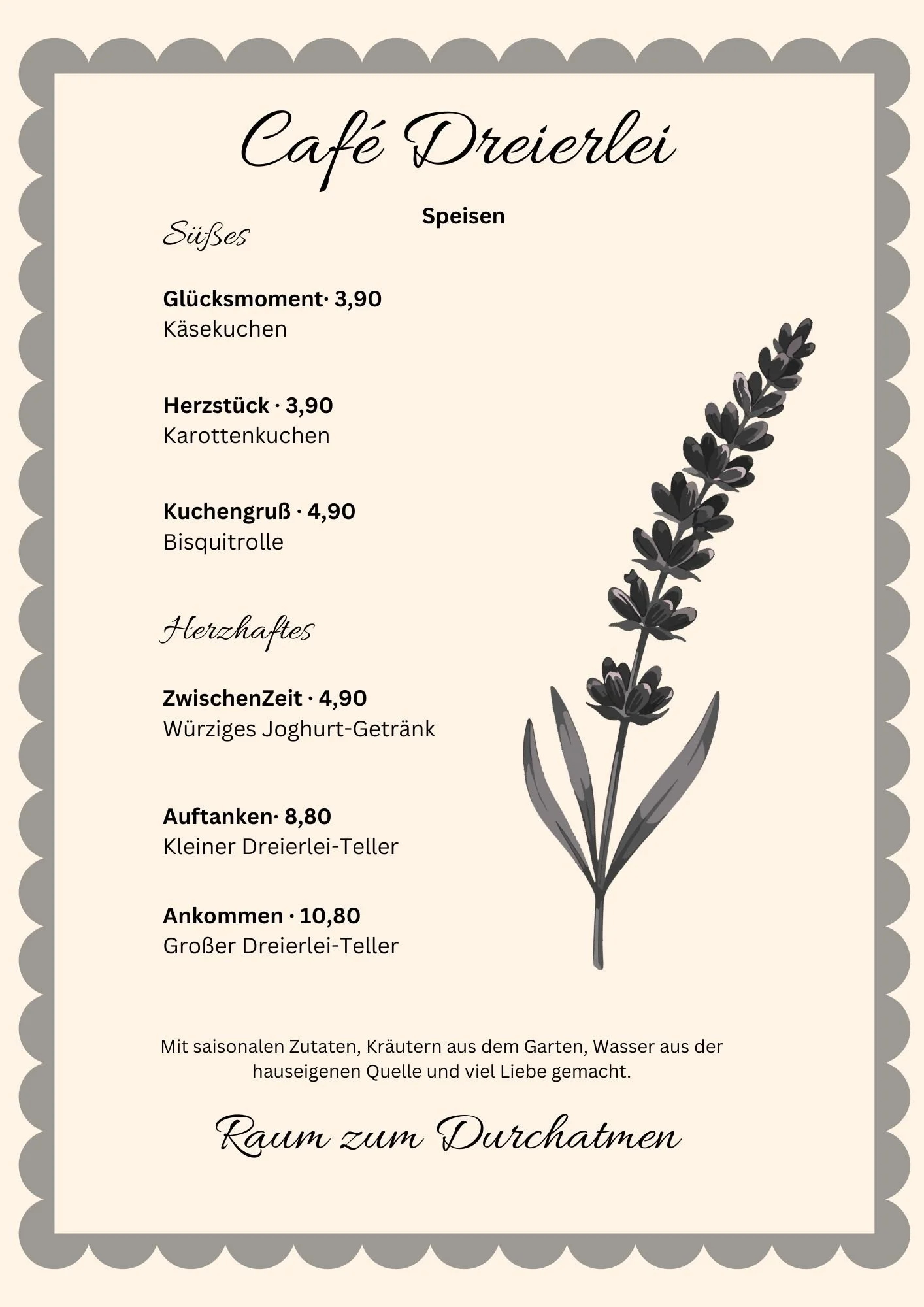 Hausgemachte Kuchen und saisonale Gerichte