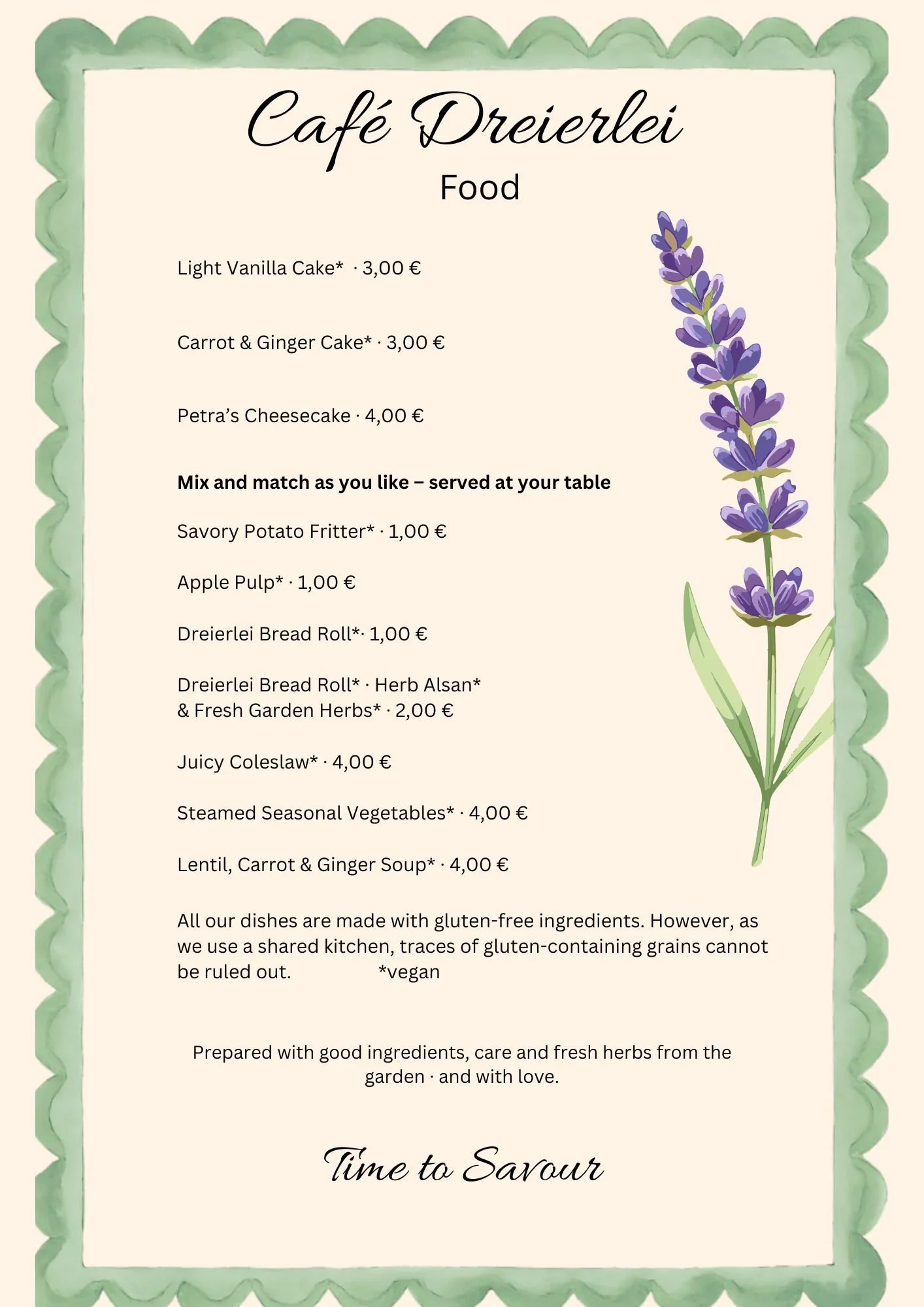 Café Dreierlei · Menu