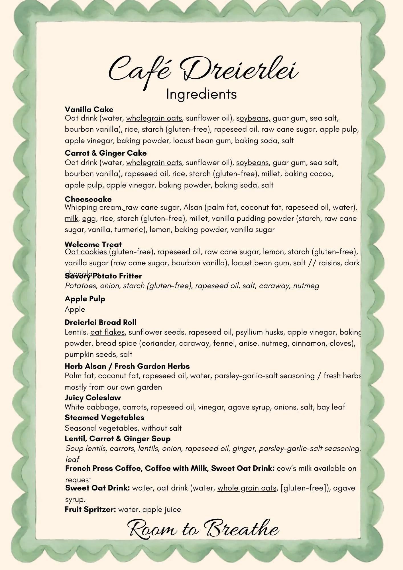 Café Dreierlei · Ingredients