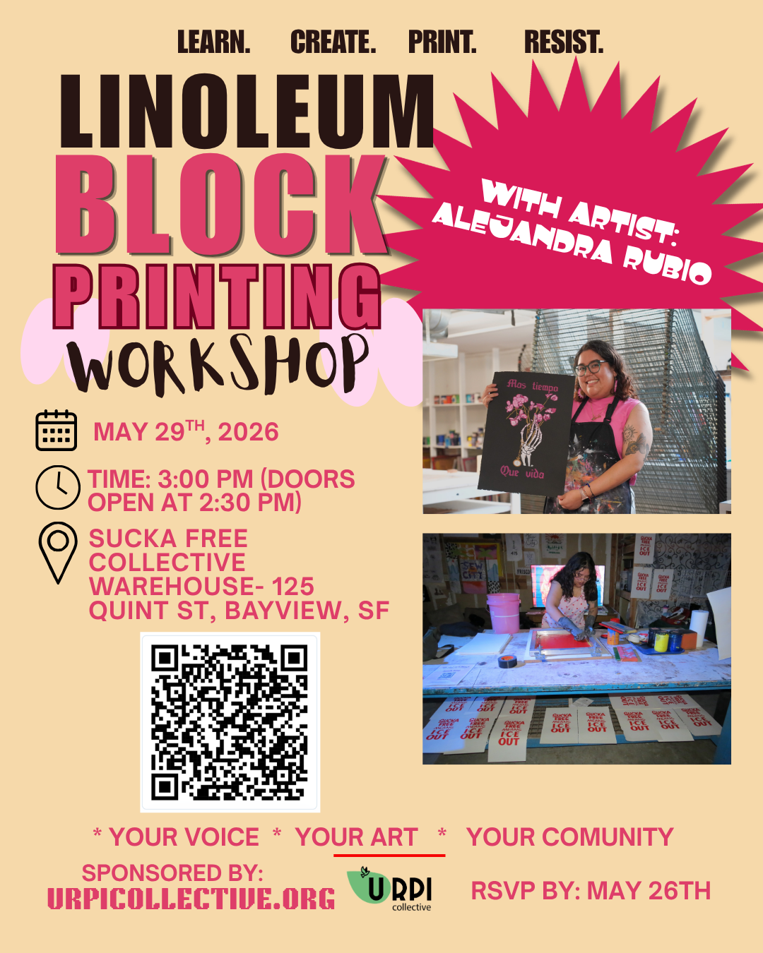 Linoleum Block Printing Workshop with Alejandra Rubio