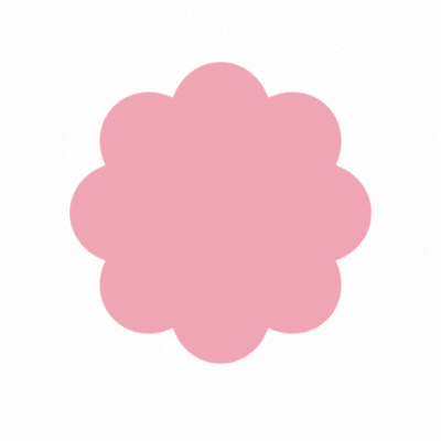 Pink flower-shaped object with rounded petals.