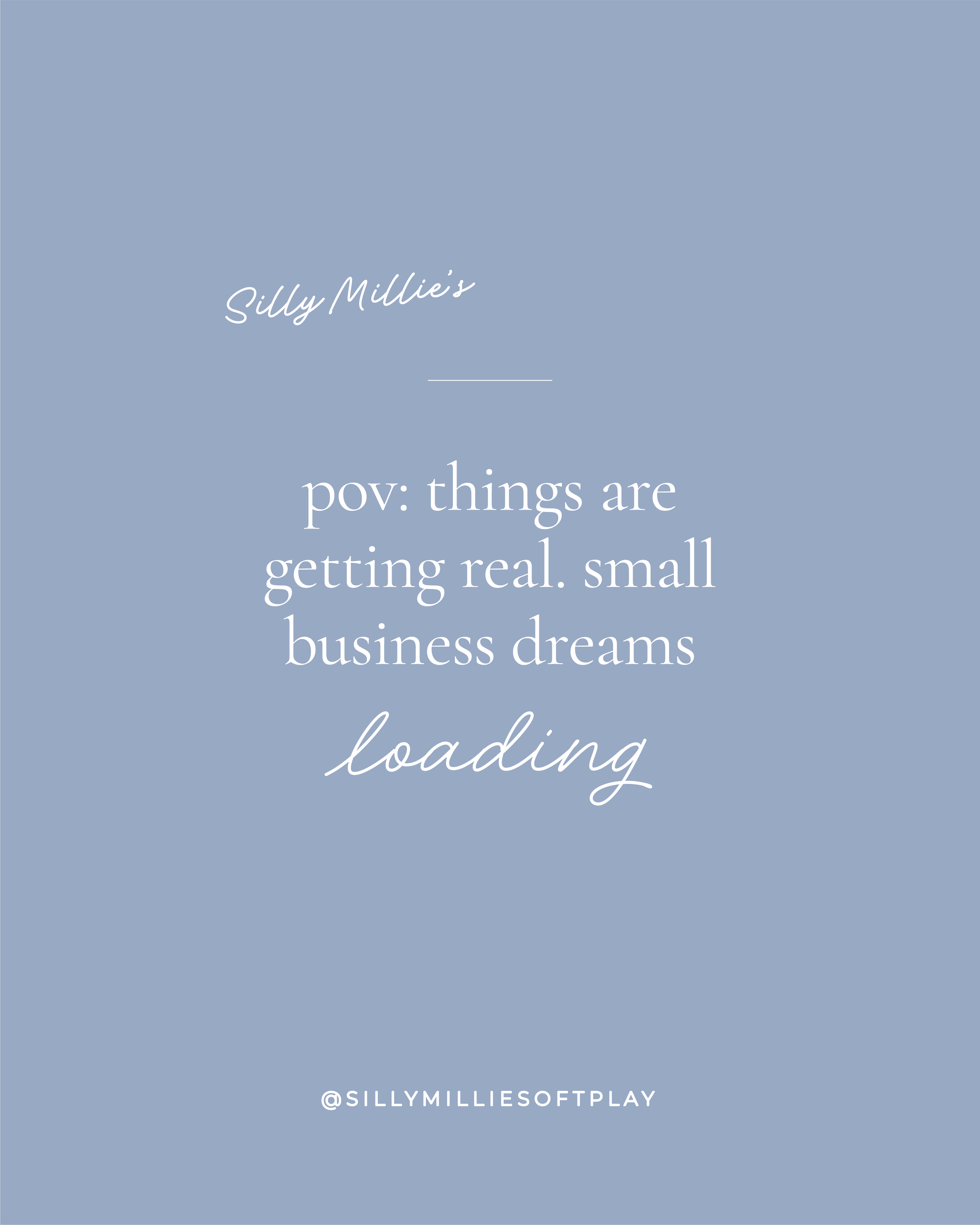 Inspirational quote about small business dreams loading on a blue background.
