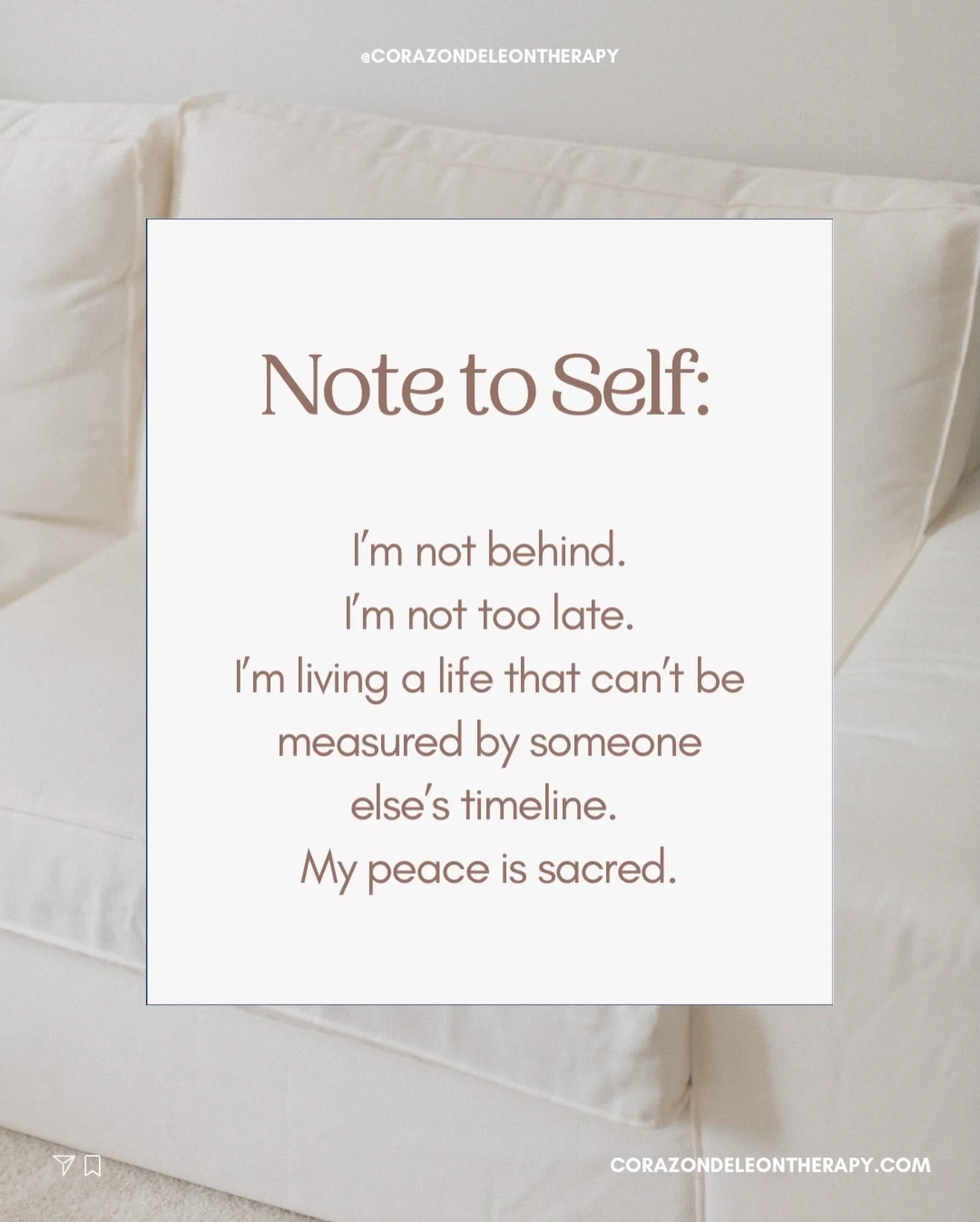 A Friday note to self ✨

I am not behind.
I am not too late.
I am living a life that can&rsquo;t be measured by someone else timeline.
My peace is sacred ✨