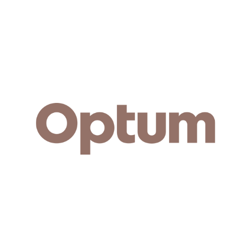 Optum logo with a black circular icon and the word 'Optum' in lowercase letters.