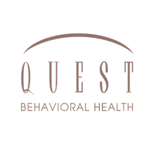 Logo for Quest Behavioral Health with stylized text and a curved line above