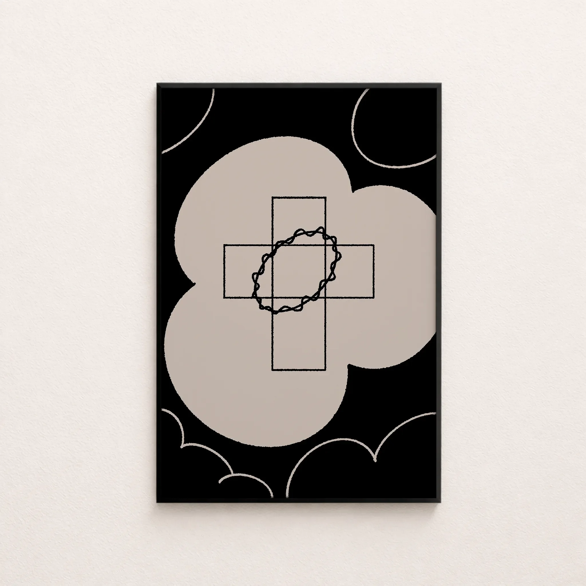 Cross Art Poster | Christian Wall Art Printable | Crown of Glory Design