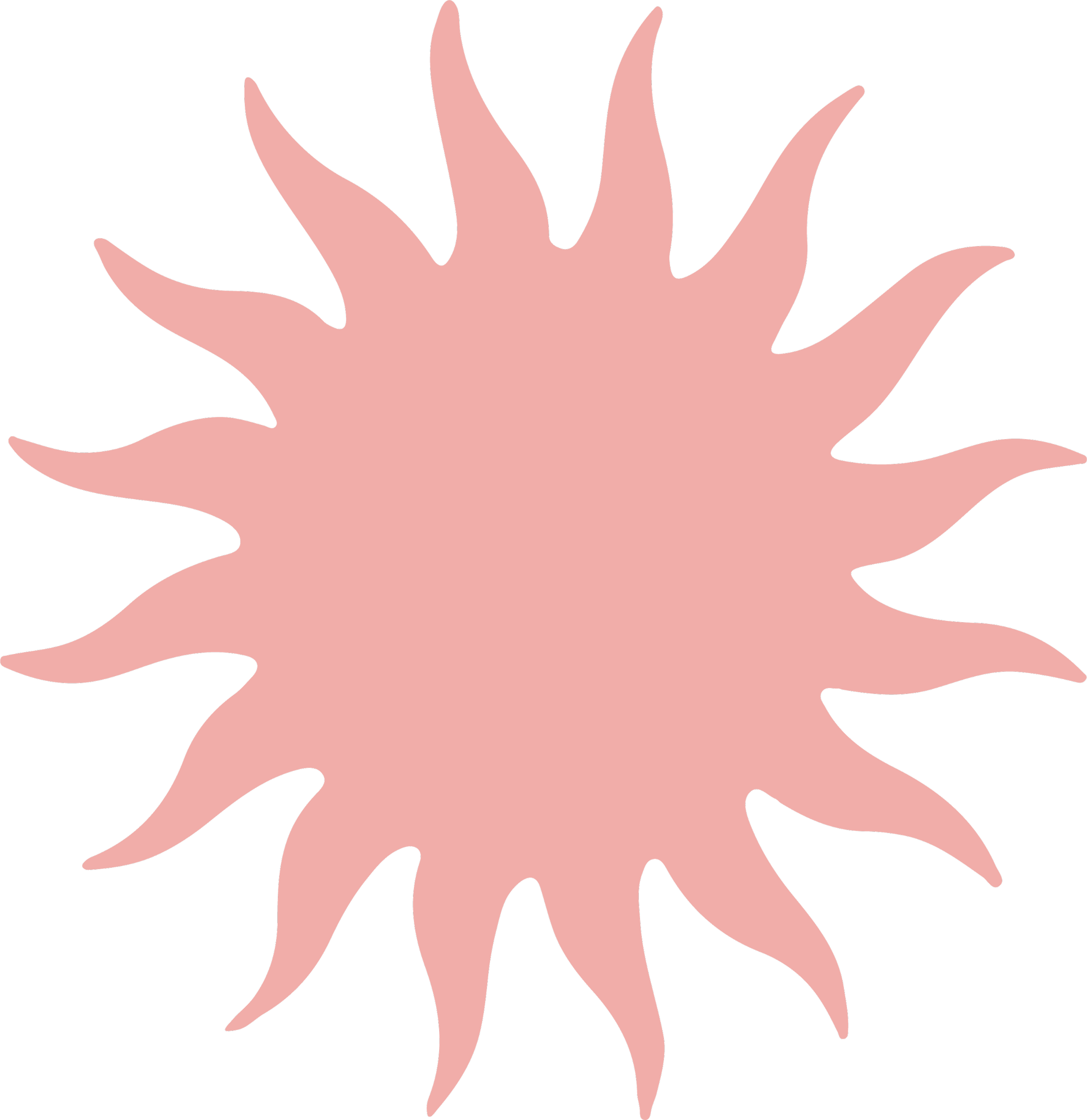 Pink abstract shape with jagged edges on a black background.