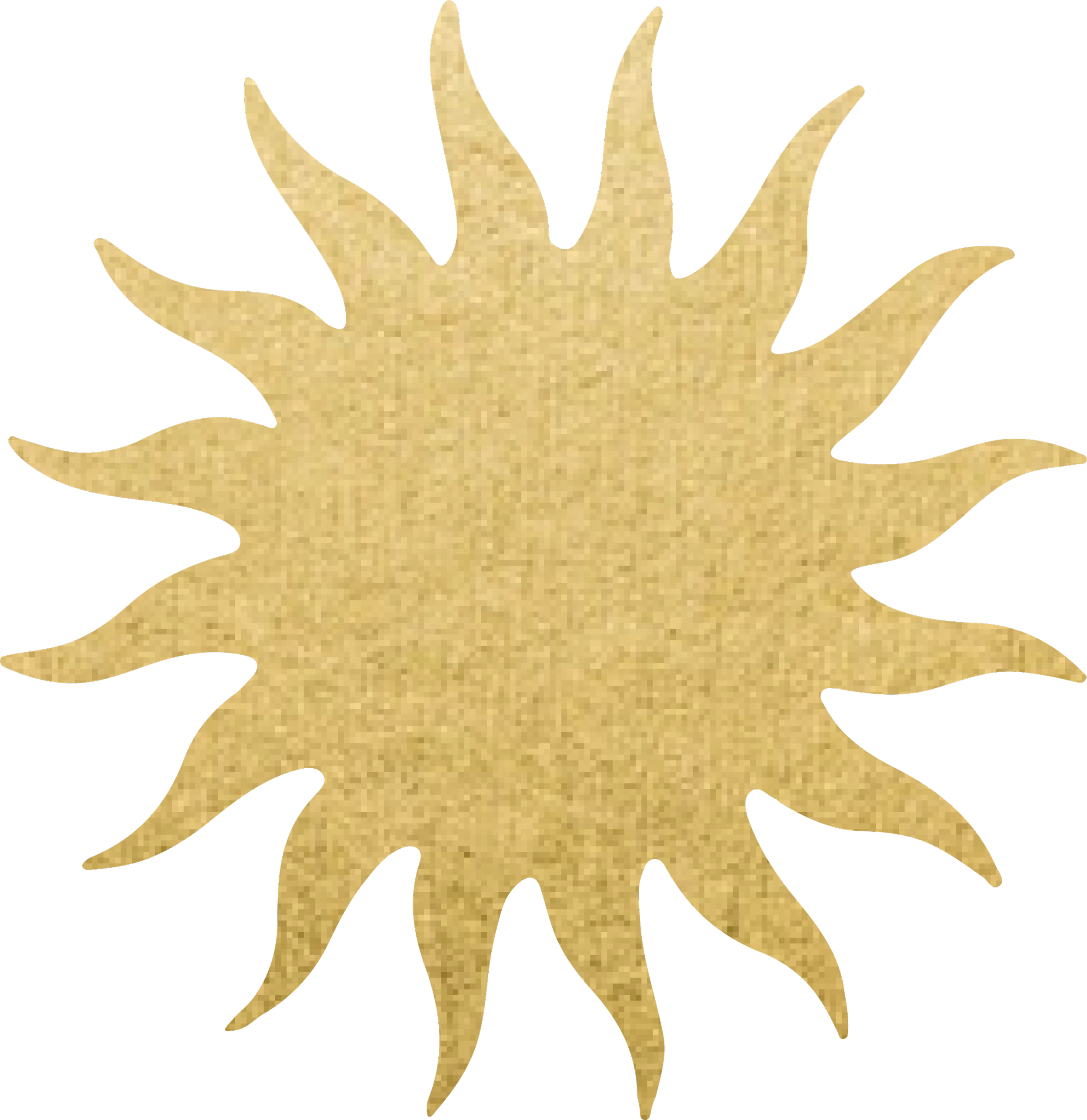 Gold starburst shape on a black background.