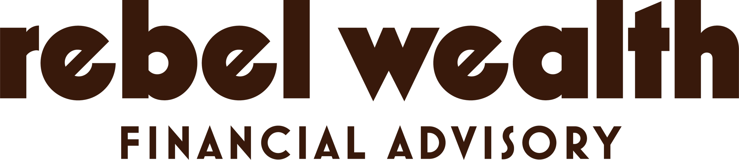 Full logo of Rebel Wealth Financial Advisory in black and brown text.