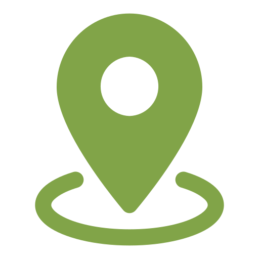 Green map pin icon with a circular base.