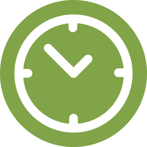 Green clock showing the time at 10:10.