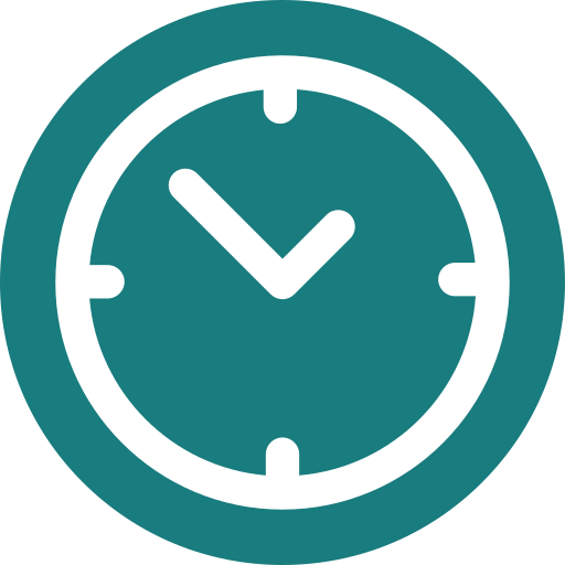 An icon of a clock showing 3:00.