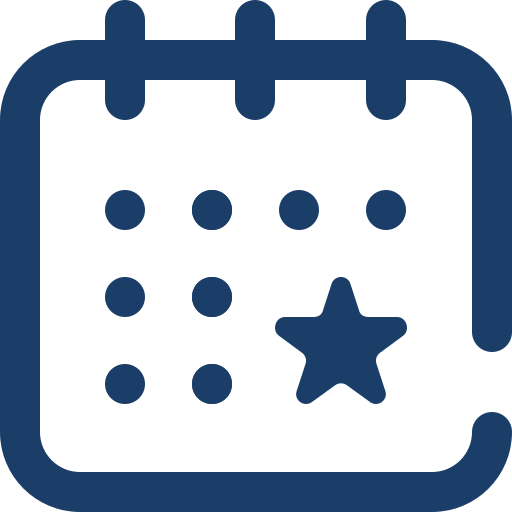 Icon of a calendar with a star on a specific date.