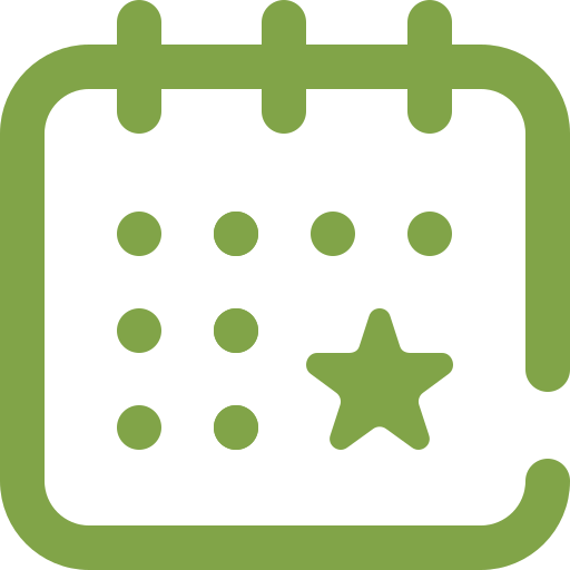 Calendar icon with a star symbol on the bottom right corner.