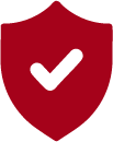 A red shield with a tick in the center.