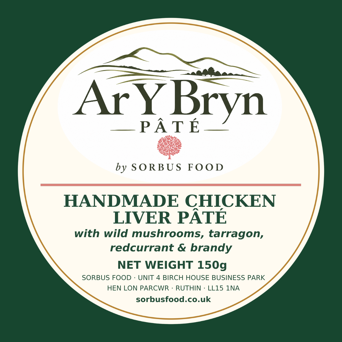 Chicken Liver, Wild Mushroom, Tarragon, Redcurrant & Brandy Pâté (150g)