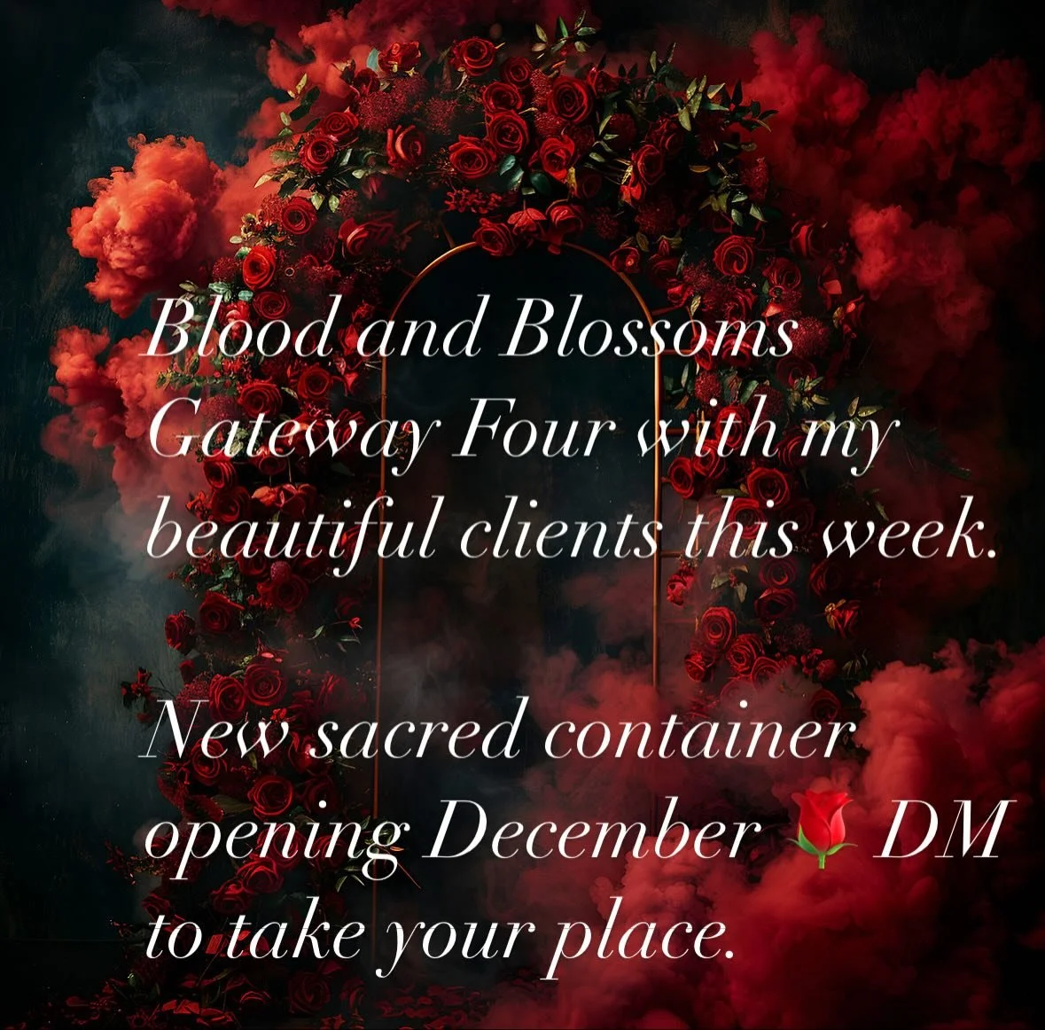 🌹✨ Blood and Blossoms ~ Week Four ✨🌹
Tomorrow we enter the fourth gateway of this sacred journey.
The petals have opened, the blood has spoken, and the ancient whispers of the feminine line rise like incense from the earth.
Each sister within this
