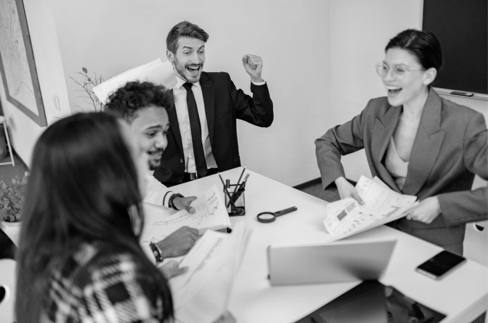 Happy Employees Inside the Meeting Room