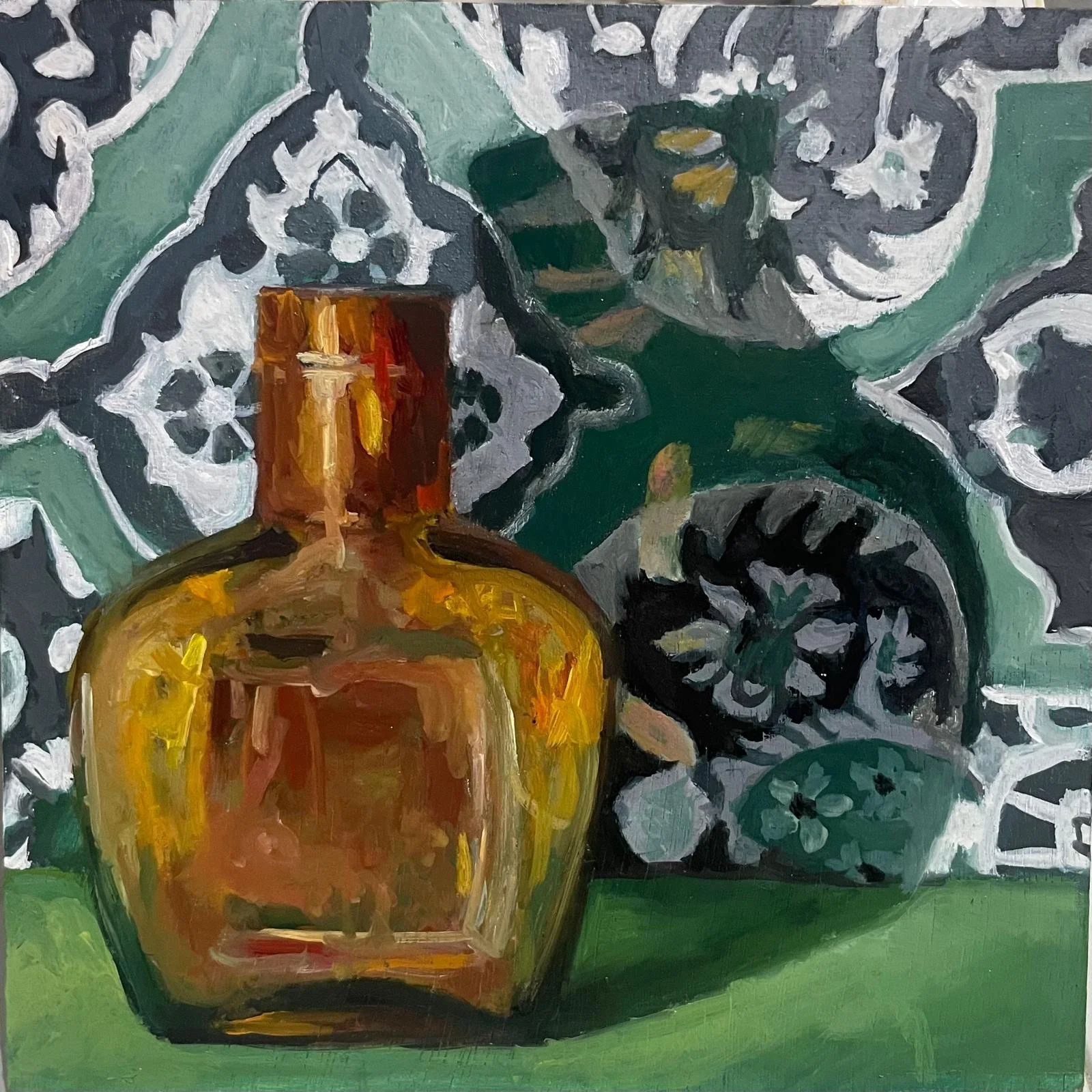 Orange Bottle, 6x6in, oil on board (sold)