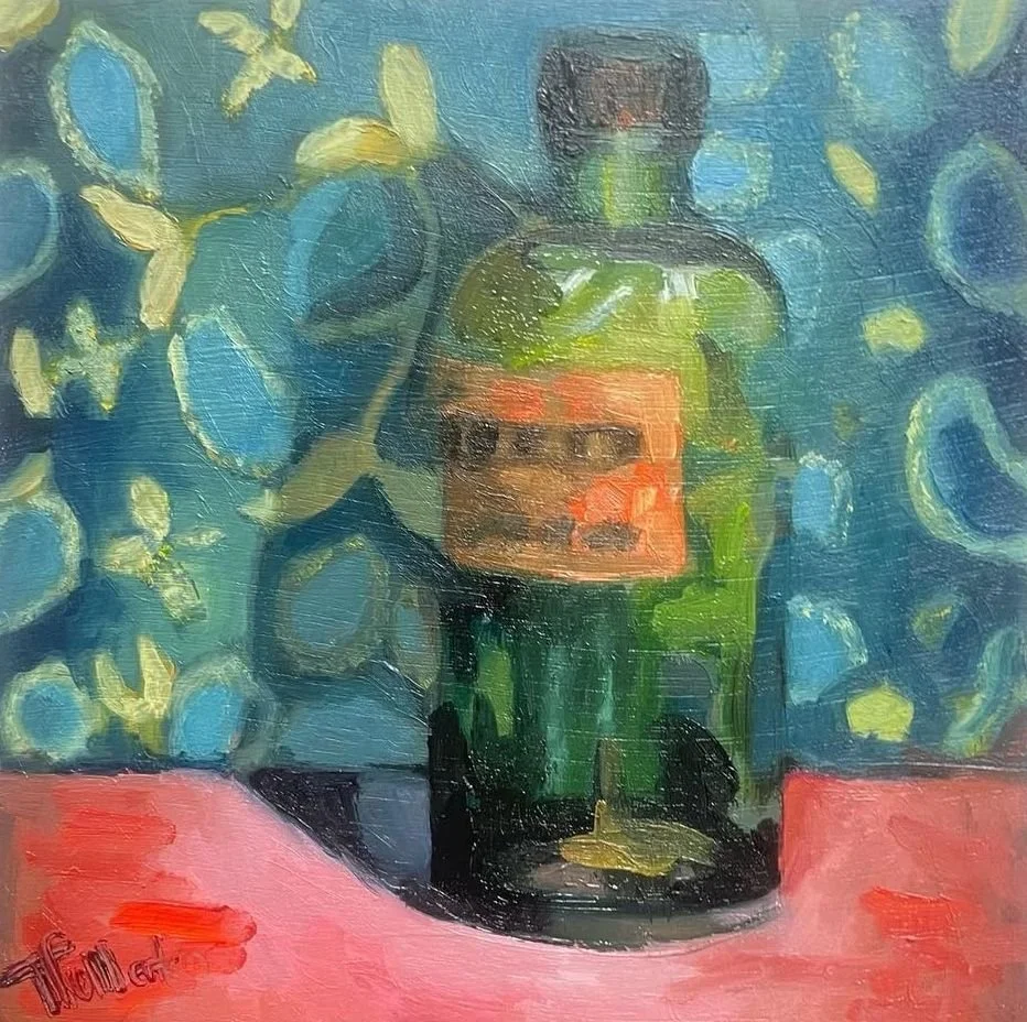 Old Medicine Bottle, 6x6in, oil on board (sold)
