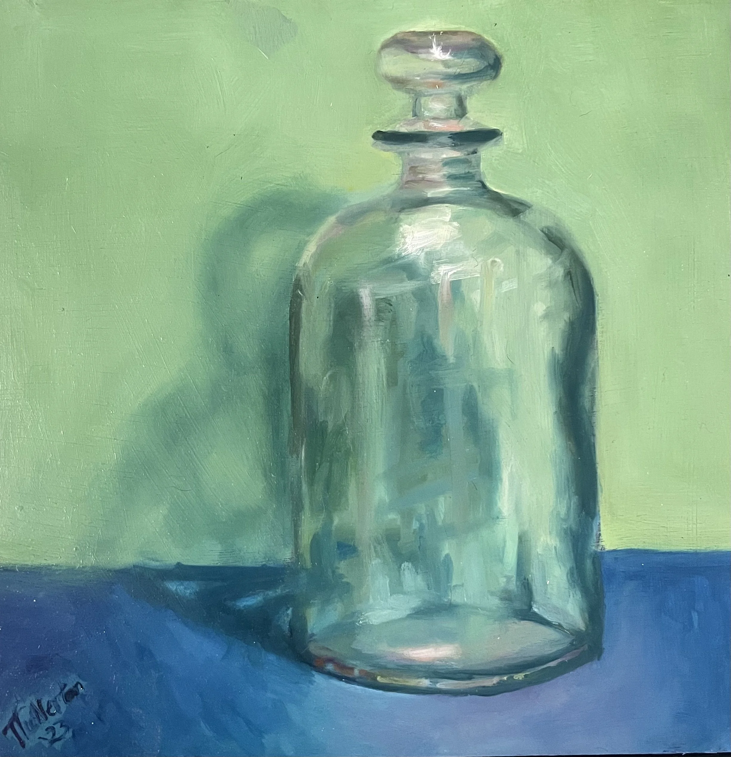 Glass Bottle, 10x10in, oil on board (sold)