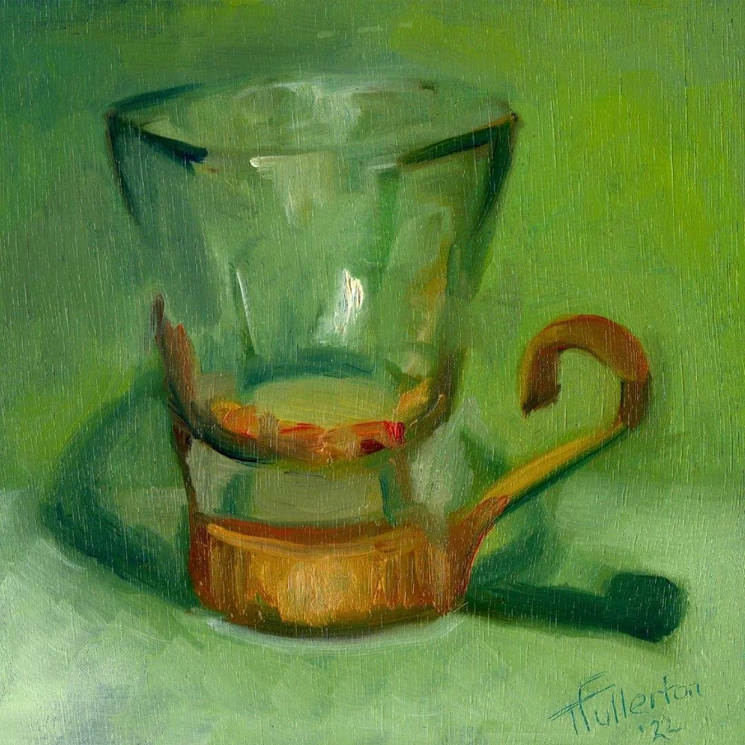 Vintage Latte Cup, 6x6in, oil on board (sold)