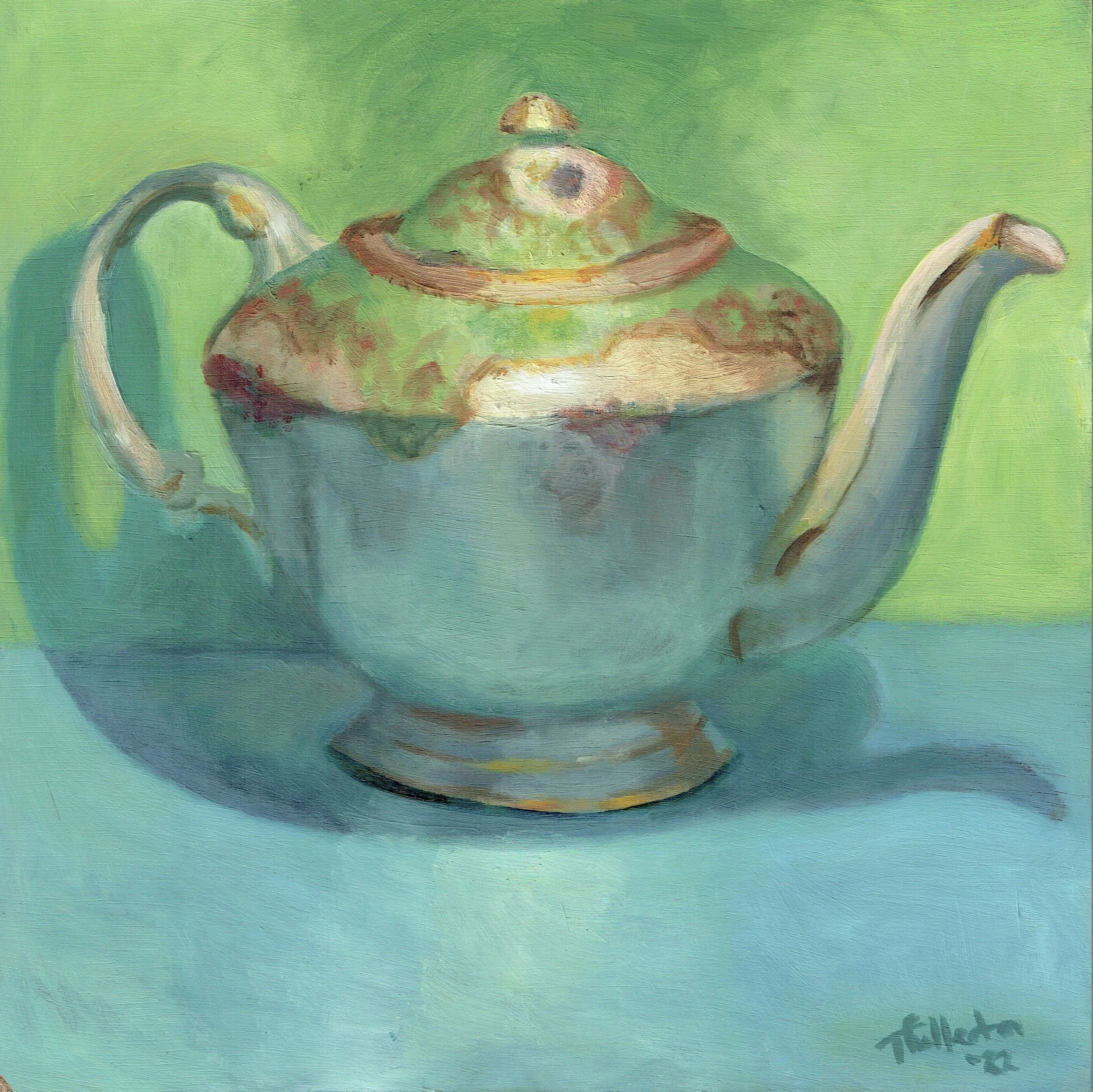 Teapot, 10x10in, oil on board (sold)