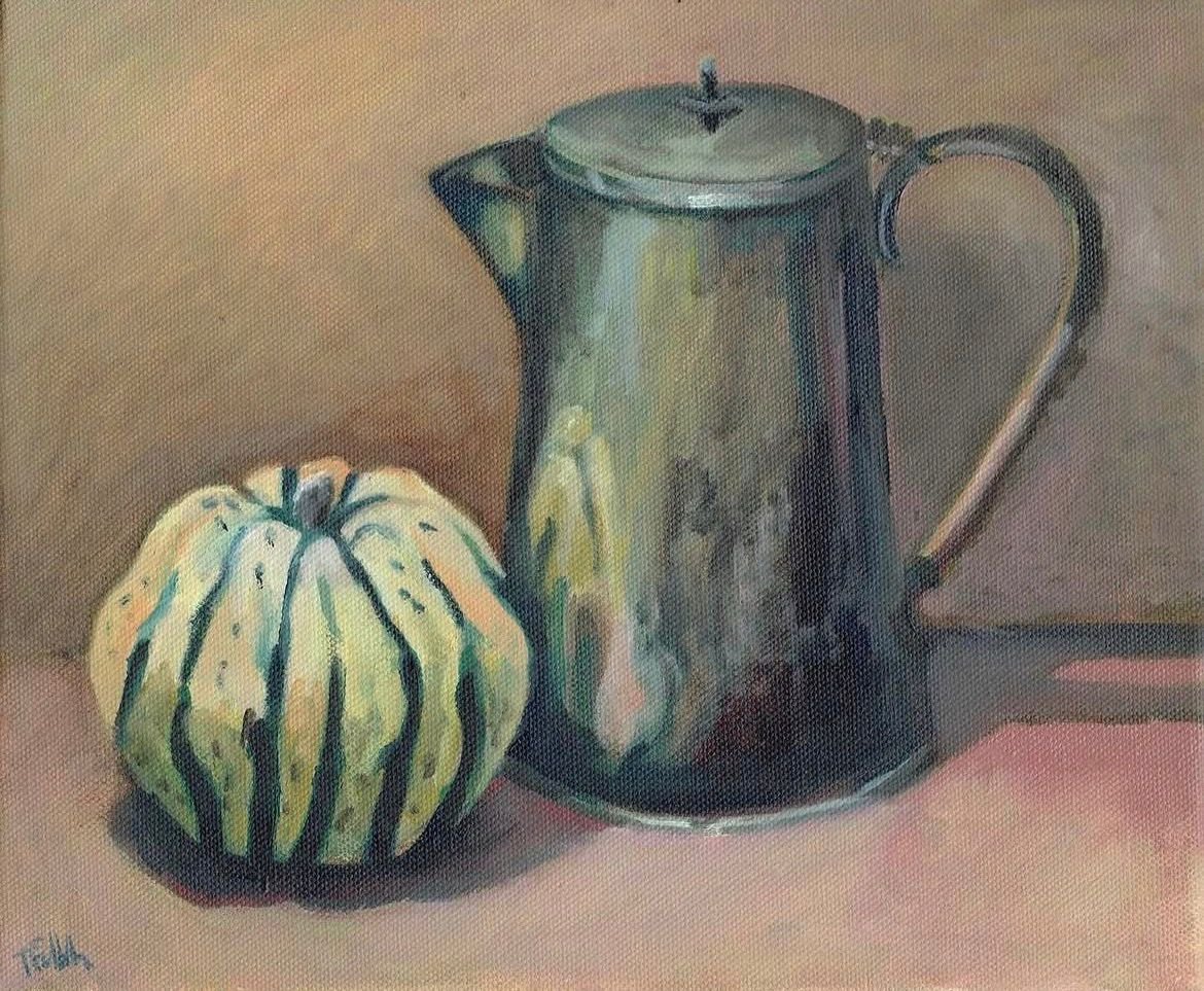 Kettle with Squash, oil on canvas (sold)