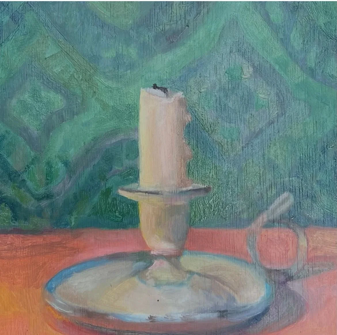 Candlestick, 6x6in, oil on board (sold)