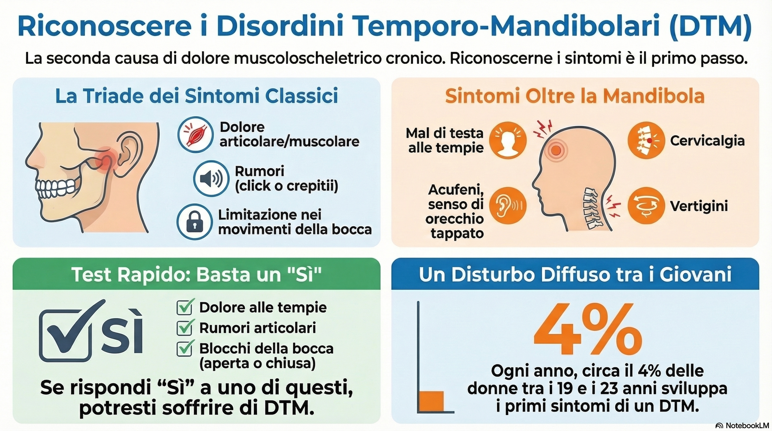 Dolore alla Mandibola, Mal di Testa e Acufeni: Guida ai Disordini Temporomandibolari (TMD)