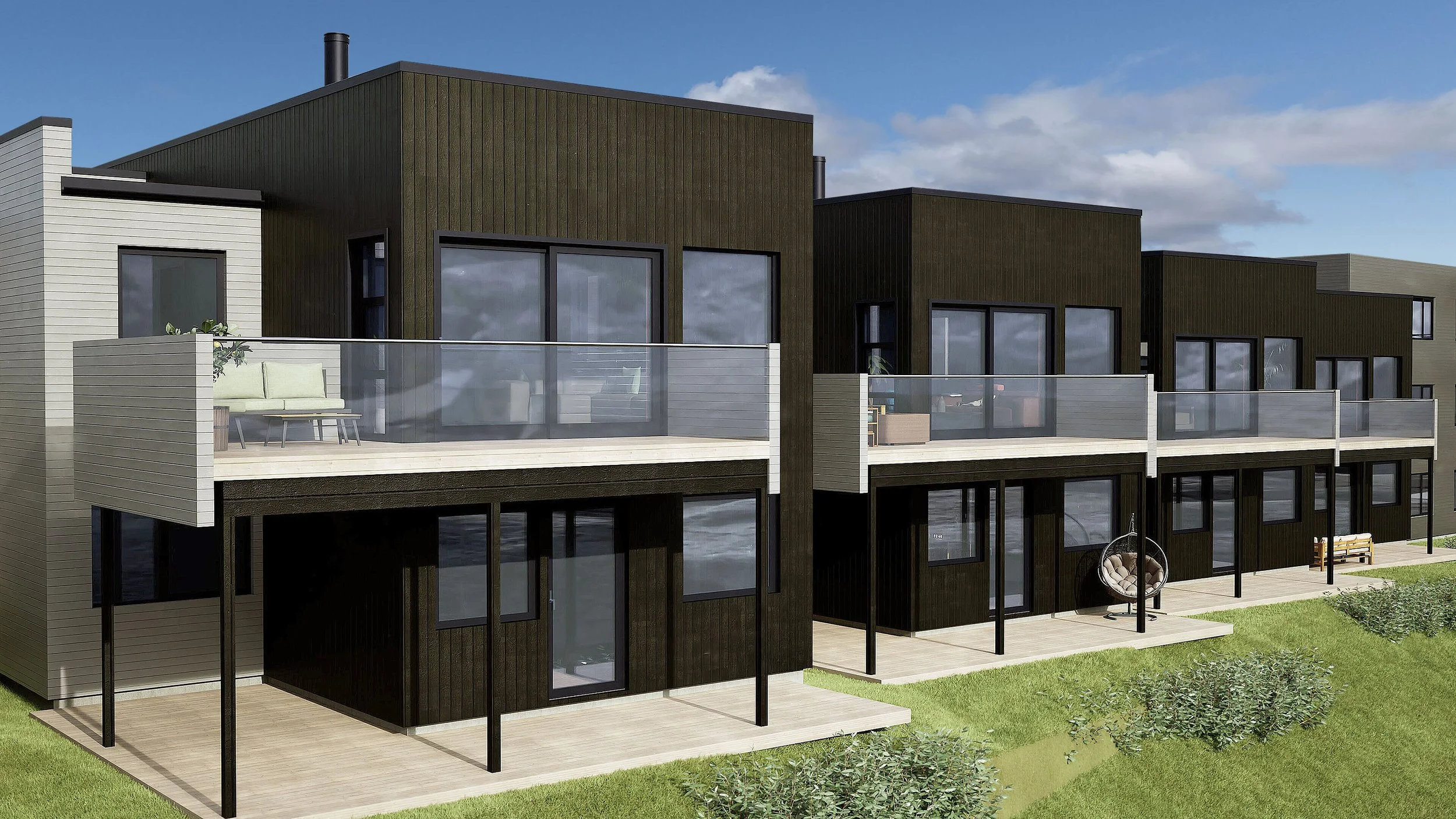 Rekkehus med vakker fjordutsikt.