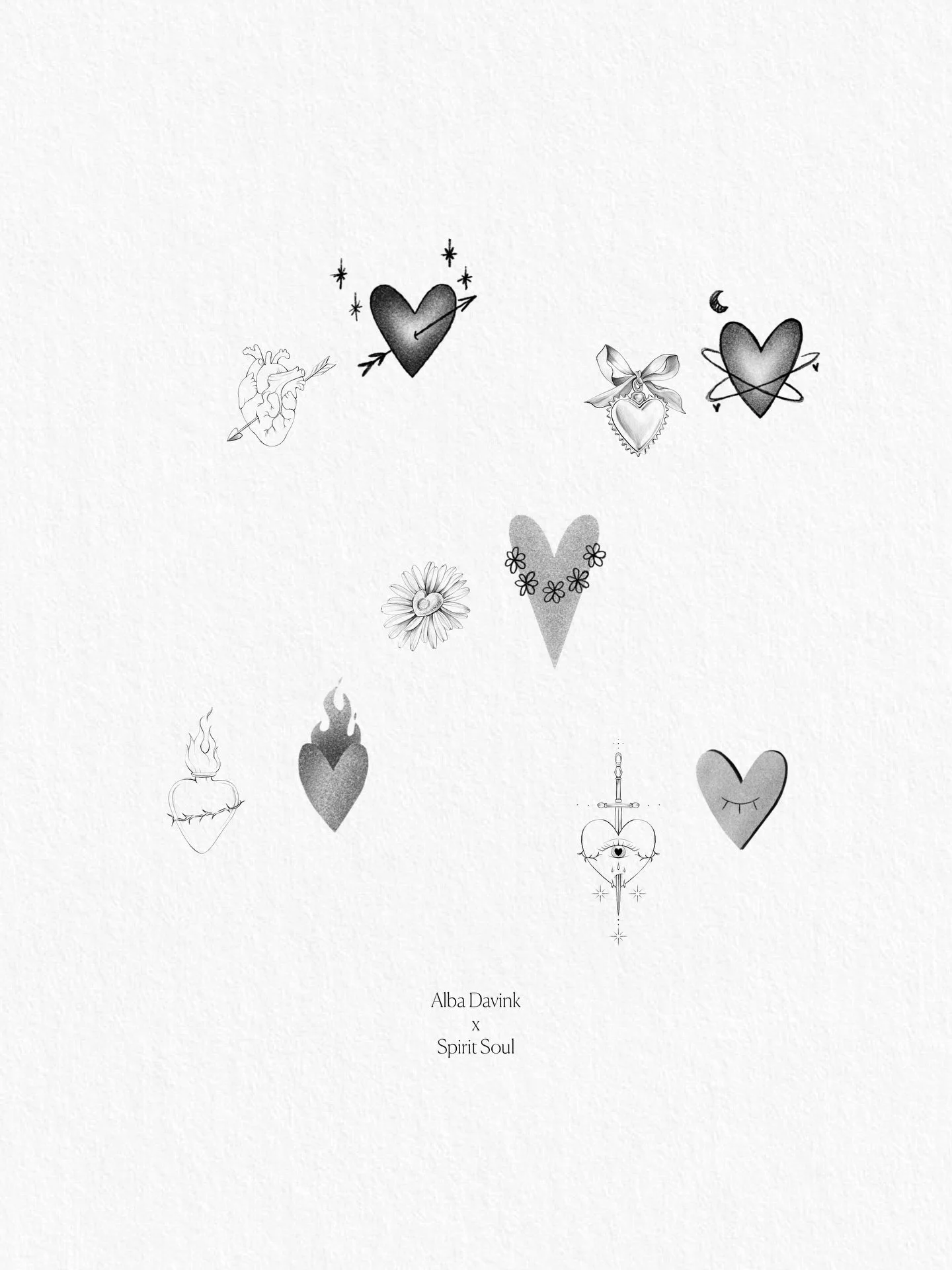 Dise&ntilde;os disponibles en colaboraci&oacute;n con @spiritsoul.ink ❤️ los de la izquierda los m&iacute;os, los de la derecha los suyos, aunque claramente se distinguen los estilos 🥹. Para reservar s&oacute;lo hay que escribirnos por MD ❤️