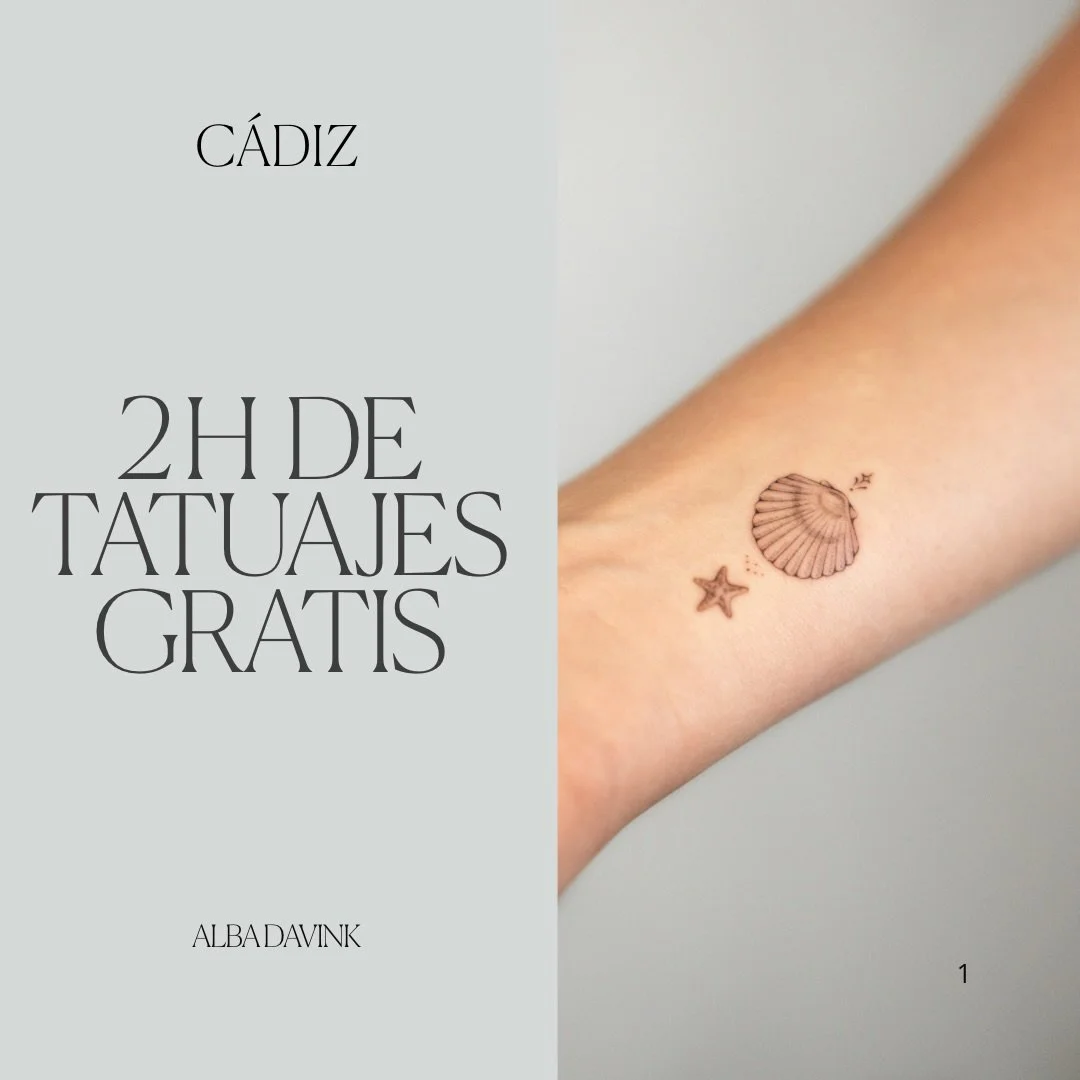 ✨ SORTEO: 2 HORAS DE TATUAJES GRATIS EN C&Aacute;DIZ✨

Para agradecer vuestro apoyo, voy a sortear una sesi&oacute;n de hasta 2 horas de tatuaje totalmente gratuita.

📍 Los tatuajes se realizar&aacute;n en C&aacute;diz.

&iquest;C&oacute;mo particip